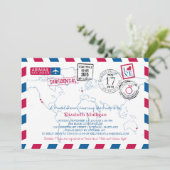 ワールドトラベラーエアメール |ブライダルシャワー 招待状 (スタンド正面)