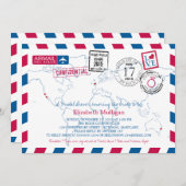 ワールドトラベラーエアメール |ブライダルシャワー 招待状 (正面/裏面)