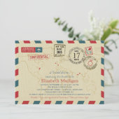 ワールドトラベラーエアメール |ブライダルシャワー 招待状 (スタンド正面)