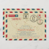 ワールドトラベラーエアメール |ブライダルシャワー 招待状 (正面/裏面)