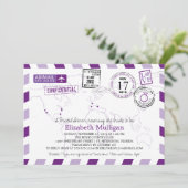 ワールドトラベラーエアメール |ブライダルシャワー 招待状 (スタンド正面)