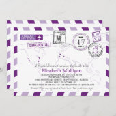 ワールドトラベラーエアメール |ブライダルシャワー 招待状 (正面/裏面)