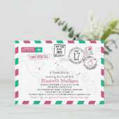 ワールドトラベラーエアメール |ブライダルシャワー 招待状 (スタンド正面)