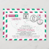 ワールドトラベラーエアメール |ブライダルシャワー 招待状 (正面/裏面)