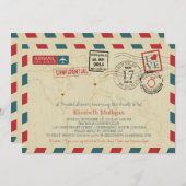 ワールドトラベラーエアメール |ブライダルシャワー 招待状 (正面/裏面)