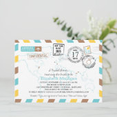 ワールドトラベラーエアメール |ブライダルシャワー 招待状 (スタンド正面)