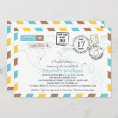 ワールドトラベラーエアメール |ブライダルシャワー 招待状 (正面/裏面)