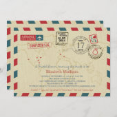 ワールドトラベラーエアメール |ブライダルシャワー 招待状 (正面/裏面)