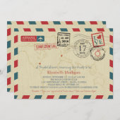 ワールドトラベラーエアメール |ブライダルシャワー 招待状 (正面/裏面)