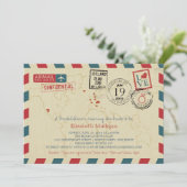 ワールドトラベラーエアメール |ブライダルシャワー 招待状 (スタンド正面)