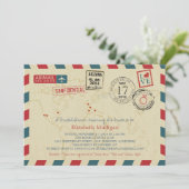 ワールドトラベラーエアメール |ブライダルシャワー 招待状 (スタンド正面)