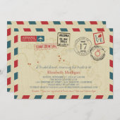 ワールドトラベラーエアメール |ブライダルシャワー 招待状 (正面/裏面)