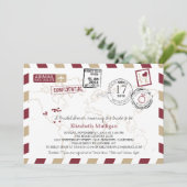 ワールドトラベラーエアメール |ブライダルシャワー 招待状 (スタンド正面)