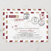 ワールドトラベラーエアメール |ブライダルシャワー 招待状 (正面/裏面)