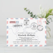 ワールドトラベラーエアメール |ブライダルシャワー 招待状 (スタンド正面)