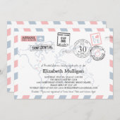 ワールドトラベラーエアメール |ブライダルシャワー 招待状 (正面/裏面)