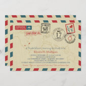 ワールドトラベラーエアメール |ブライダルシャワー 招待状 (正面/裏面)