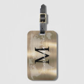 ワールドトラベラーゴールドフォイルマップカスタムモノグラム名 ラゲッジタグ (正面縦)