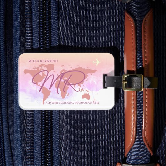 ワールドトラベラーダスティバラマップ名荷物タグ ラゲッジタグ (正面インサイチュ4)