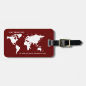 ワールドトラベラーダークレッド地図名荷物タグ ラゲッジタグ (正面横)
