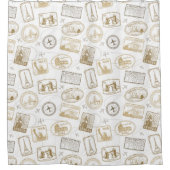 ワールドトラベラーパターンの有名なランドマーク シャワーカーテン (正面)