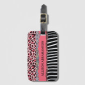 ワールドトラベラーピンクガーリーモダングリッター ラゲッジタグ (正面縦)