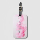 ワールドトラベラーピンクマップカスタムモノグラム名 ラゲッジタグ (正面縦)