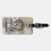 ワールドトラベラーピンクマップパーソナライズされた ラゲッジタグ (正面横)