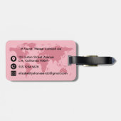 ワールドトラベラーピンクマップモダンモノグラムガーリー名 ラゲッジタグ (裏面横)