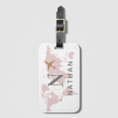 ワールドトラベラーピンク名前をカスタムする ラゲッジタグ (正面縦)