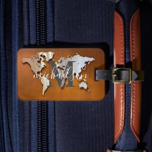 ワールドトラベラーマップカスタムモノグラムネームルガ ラゲッジタグ (正面インサイチュ4)