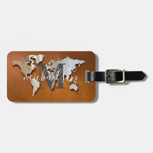 ワールドトラベラーマップカスタムモノグラムネームルガ ラゲッジタグ (正面横)