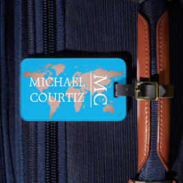 ワールドトラベラーマップメタルをパーソナライモノグラムのズする ラゲッジタグ