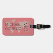 ワールドトラベラーマップメタルをパーソナライモノグラムのズする ラゲッジタグ (正面横)