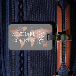 ワールドトラベラーマップメタルをパーソナライモノグラムのズする ラゲッジタグ