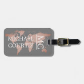 ワールドトラベラーマップメタルをパーソナライモノグラムのズする ラゲッジタグ (正面横)