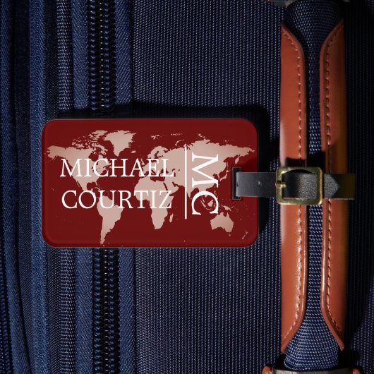 ワールドトラベラーマップメタルをパーソナライモノグラムのズする ラゲッジタグ (正面インサイチュ4)