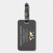 ワールドトラベラーマップ金ゴールドブラシメタルモノグラムの ラゲッジタグ (裏面縦)