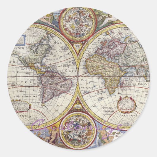 ワールドトラベラーヴィンテージマップサンダー_コーブ ラウンドシール (正面)