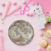 ワールドトラベラーヴィンテージマップ ペーパープレート (パーティー)