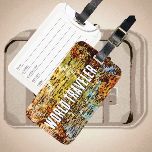 ワールドトラベラー国際的マップ抽象芸術 ラゲッジタグ