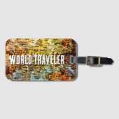 ワールドトラベラー国際的マップ抽象芸術 ラゲッジタグ (正面横)
