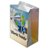 ワールドトラベラー – デザイン#2 ミディアムペーパーバッグ (正面アングル)