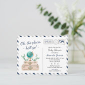 ワールドトラベルアドベンチャー男の赤ちゃんシャワースプリンクル ポストカード (スタンド正面)