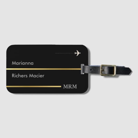 ワールドトラベルカスタムブラック ラゲッジタグ (正面横)