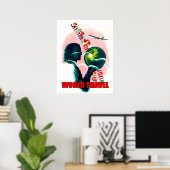 ワールドトラベルグローブ、ヴィンテージ ポスター (ホームオフィス)