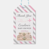 ワールドトラベルピンクの赤ちゃん女の子シャワーのお気に入り ギフトタグ (正面)