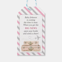 ワールドトラベルベビーガールシャワーミニボトルの好意 ギフトタグ