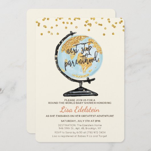 ワールドトラベルベビーシャワー招待状 招待状 (正面/裏面)