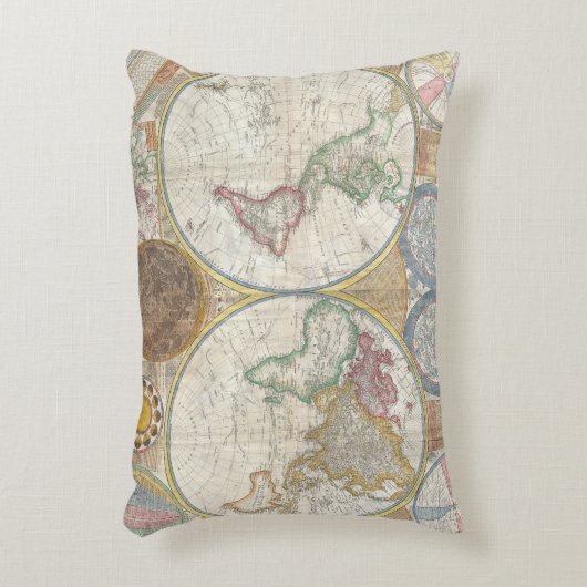 ワールドトラベルマップアンティークヴィンテージ アクセントクッション (正面(垂直))